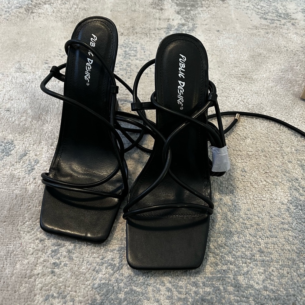 Black strapped heels